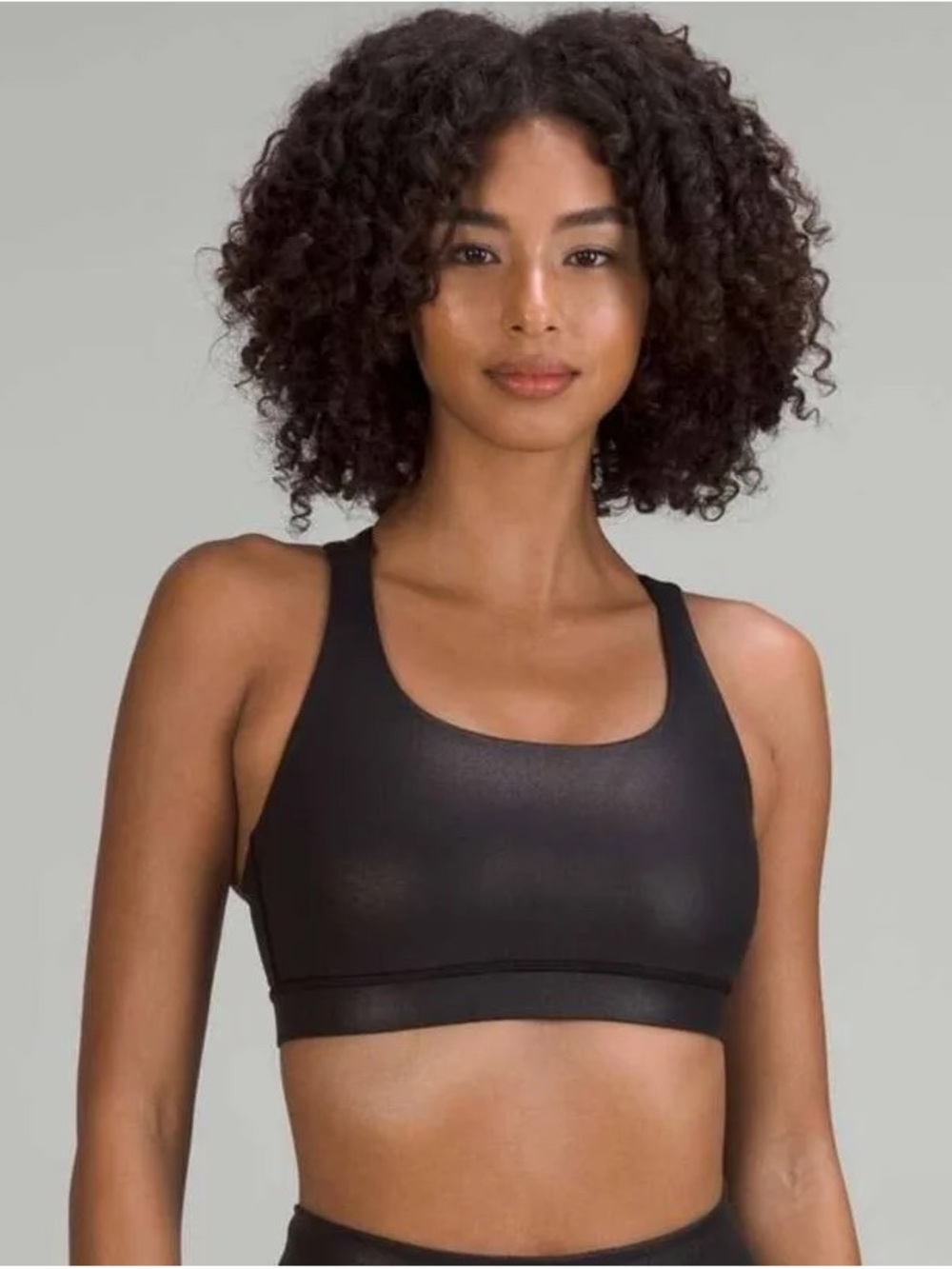lululemon athletica Energy Sports Bra - Shine, Matte Black Foil